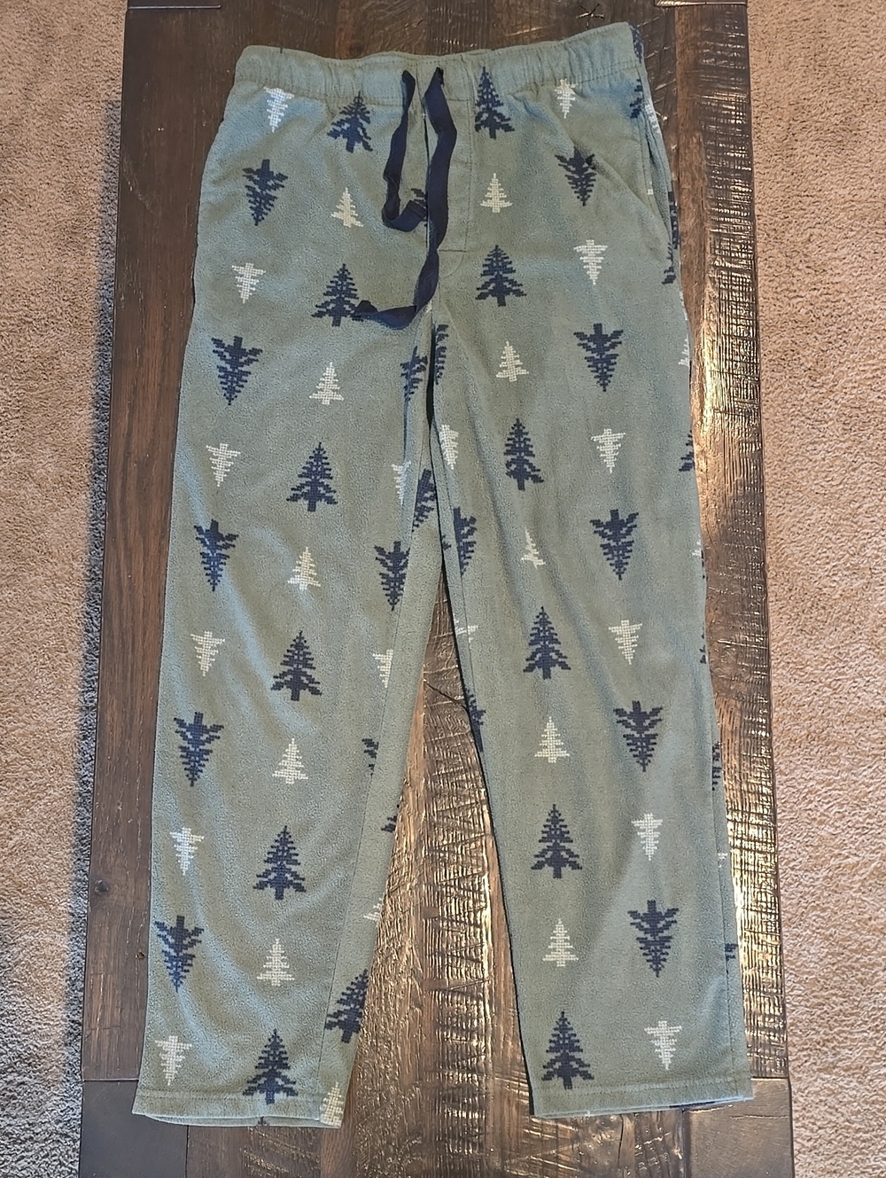 Izod Olive Green Tree-Print Pajama Joggers with Navy Drawstring